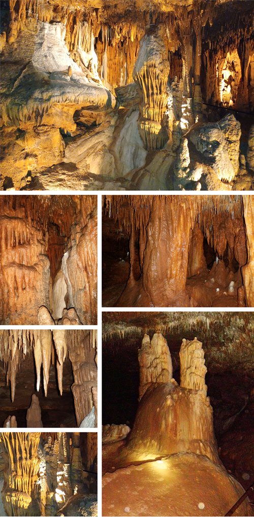 Crystal Cave - Cave Near Me in Springfield - Springfield, Missouri - Crystal Cave Stalagmites - flowstone - rare helictites